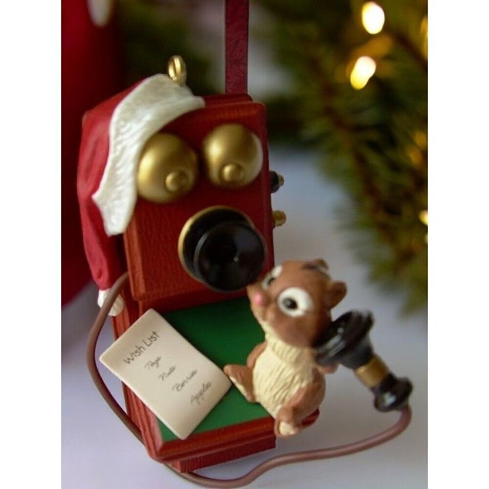 Vintage Hallmark Ornament 1998 Chatty Chipmunk North Pole Telephone Company NEW